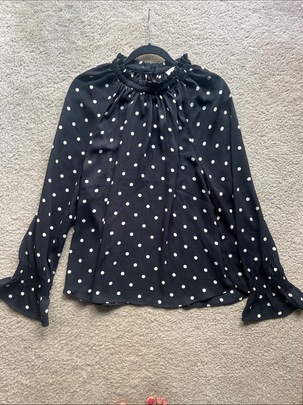 LOFT Black Blouse with White Polka Dots - Size XL - New with tags - Picture 3 of 8